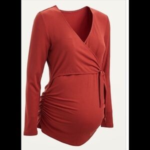 NWT Maternity Knit Tie Front Top- Large